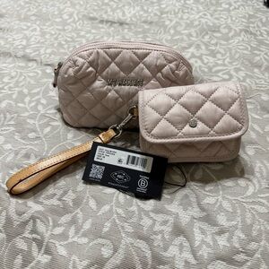MZ Wallace Snap Wristlet and Mica Small Pouch in Rose